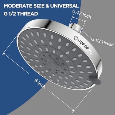 HOPOPRO 5-Mode High Pressure Shower Head - The Washington Post, NBC News, Today TV Show Recommended - High Flow Fixed Showerheads (6 Inch Chrome) - Image 2