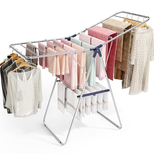 APEXCHASER Clothes Drying Rack, Stainless Steel Drying Rack Clothing with Height-Adjustable, Foldable Gullwings Laundry Drying Rack, Indoor Outdoor Use, No Assembly - Image 1