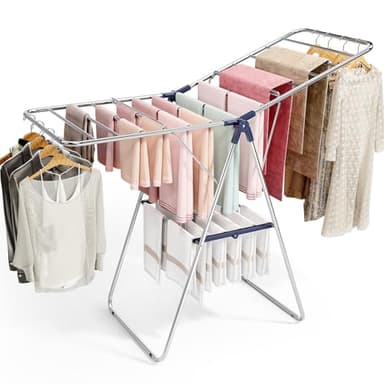 APEXCHASER Clothes Drying Rack, Stainless Steel Drying Rack Clothing with Height-Adjustable, Foldable Gullwings Laundry Drying Rack, Indoor Outdoor Use, No Assembly - Image 1