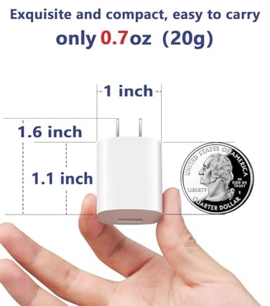 USB Wall Charger,Small iPhone Charger Box,Travel Plug Cube 5W Power Adapter for iPhone SE 2020/12 Pro Max/11 Pro Max/XR/X/8 Plus/7/6S/6S/6/5,Galaxy S7/S6/S5 Edge,LG,HTC,Huawei,Moto,Kindle - Image 7