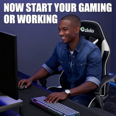 Czlolo Gaming Chair with Footrest Racing Style Lumbar Support Massager Video Game Chair with Metal Legs, High Back Reclining Gamer Chair with Headrest, 360° Swivel Office Computer Desk Chair (White) - Image 8