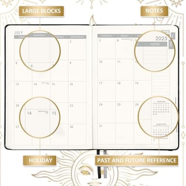 Planner 2025-2026 - Academic Planner 2025-2026, July 2025 - June 2026, 5.75" x 8.25", Weekly and Monthly, Faux Leather with Back Pocket & 40 Notes Pages - The Sun - Image 3