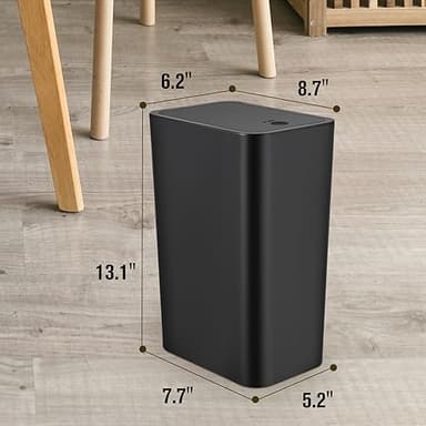 TrashAid 2 Pack Bathroom Trash Can with Lid, 2.6 Gallon / 10 Liter Small Garbage Can with Press Top Lid, Plastic Wastebasket with Pop-up Lids for Toilet, Office, Bedroom, Living Room, Black - Image 7