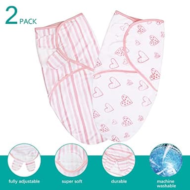 Biloban Swaddle Blankets for Baby Girl, Baby Swaddles 3-6 Months, Baby Swaddle Cotton, Newborn Swaddle, Baby Essentials, Lovely Pink Print, 2 Pack - Image 3