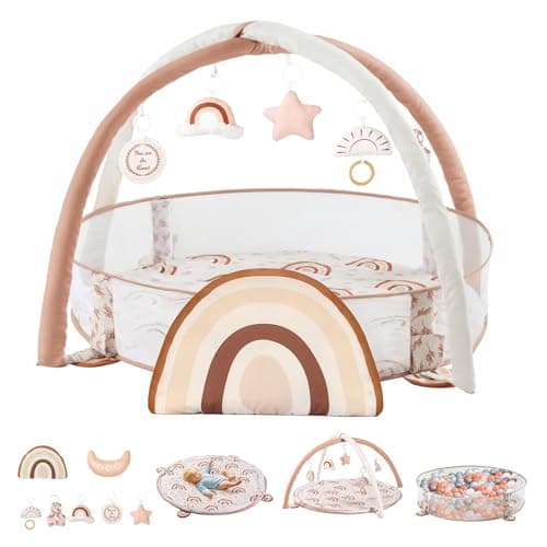 Crisschirs 6-in-1 XL Large Baby Gym & Ball Pit, Play Mat & Play Gym, Combination Baby Activity Gym with Milestone Cards for Sensory Exploration and Motor Skill Development, Balls are not Included - Image 1