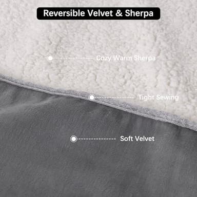 Bigbeer Waterproof Dog Blankets for Extra Large Dogs, Washable Pet Blanket for Indoor Cats, Plush Sherpa Puppy Throw Furniture Protector for Bed Couch Sofa(50"x60",XL,Darkgrey) - Image 4