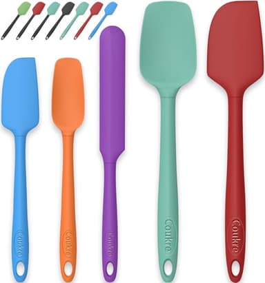 Coukre Silicone Spatula Set of 5,High Heat Resistant, Food Grade Silicone, Upgraded Extended Reinforced Handle,Dishwasher Safe, for Baking, Cooking - Image 1