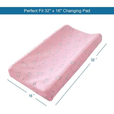 Changing Pad Cover for Girls 2 Pack, Comfy & Breathable Changing Table Cover for 32''x16" Changing Table Pads, Diaper Changing Pad Cover, Pink - Image 6
