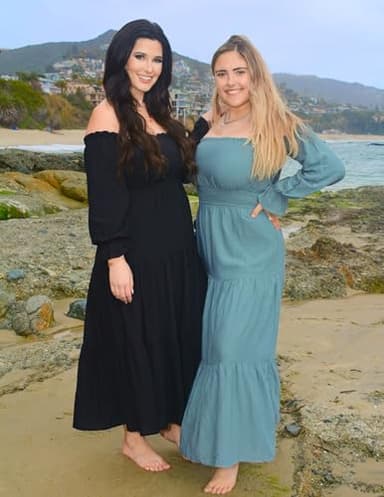 ZESICA Women's 2025 Boho Sexy Off Shoulder Long Sleeve Smocked High Waist Side Split Flowy A Line Tiered Long Maxi Dress,DarkBlack,Medium - Image 5