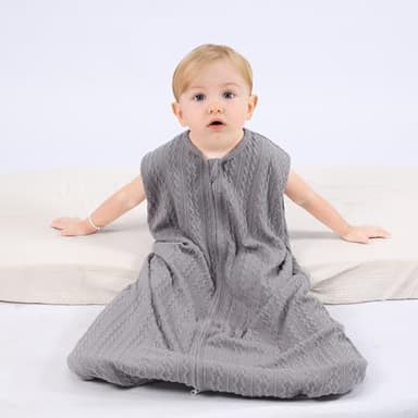 GUNTAIL Baby Sleep Sack 18-24 Months, Baby Wearable Blanket 100% Acrylic knit 2-Way Zipper Toddler Sleeping Sack TOG 0.5 (Grey) - Image 2