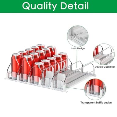 Drink Organizer for Fridge-White Automatic Pusher Glide,12oz 16oz 20oz-Soda Dispenser for Fridge-Holds up to 30 Cans - Image 6