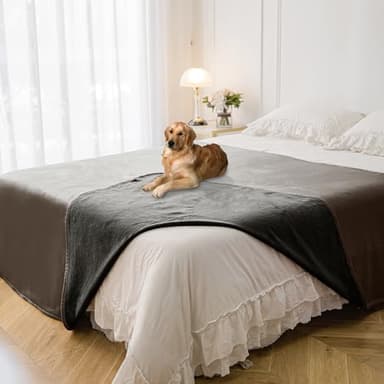 Tuffeel Waterproof Blanket for Bed Protection, Washable Dog Blankets for Couch, Soft Reversible Pet Throw Furniture Protector Cover for Sofa-82"x108",Light Brown+Dark Brown - Image 1