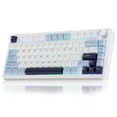 AULA F75 75% Wireless Mechanical Keyboard, Hot Swappable Creamy Keyboard, Pre-lubed Reaper Switches, 2.4GHz/Type-C/BT5.0, RGB Backlit Gaming Keyboards(White & Blue) - Image 1