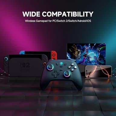 ECHTPower Wireless PC Gaming Controller - Hall Effect Joystick, 2.4G & Wired 1000Hz Polling Rate, 800mAh Battery, Adjustable Turbo/Vibration - for PC/Switch/iOS/Android - Image 3