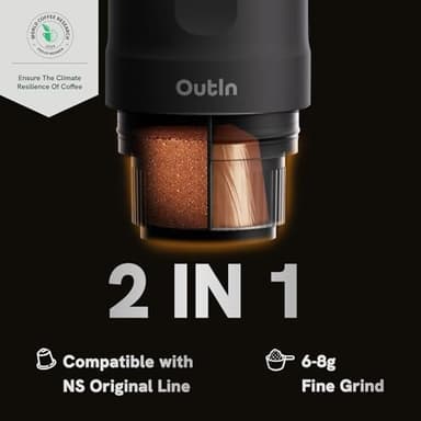 OutIn Nano Portable Electric Espresso Machine, Travel Coffee Maker for Camping, Car Coffee Maker Self-Heating with USB-C, With Ground Coffee & NS Capsule for RV, Hiking, Office - Image 5