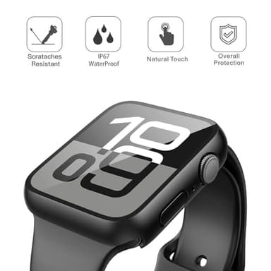 Misxi [2 Pack] Waterproof Hard Case with Tempered Glass Compatible with Apple Watch Series 11 (2025) Series 10 46mm, Ultra-Thin Anti-Fall Protective Cover for iWatch Screen Protector, Matte Black - Image 3