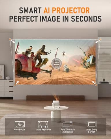 【Netflix Licensed & Auto focus Projector】VISSPL Smart Projector with WiFi and Bluetooth, Auto Focus & Keystone Protable Mini Projector with Stand, 4K Netflix Home Theater Projector - Image 3