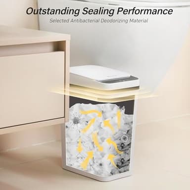 FRESHLIX Bathroom Automatic Trash Can, 4 Gallon Touchless Motion Sensor Small Garbage Can with Lid Smart Electric Narrow Waterproof Garbage Bin for Bedroom Office Halloween Decoration, White - Image 5