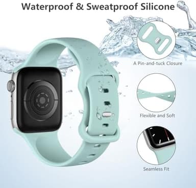 Sport Band Compatible with Apple Watch Band 44mm 45mm 46mm 40mm 42mm 38mm 41mm 49mm, Soft Silicone Waterproof Replacement Strap for iWatch Watch Series 11 10 9 8 7 6 5 4 3 2 1 SE Ultra Women Men - Image 5
