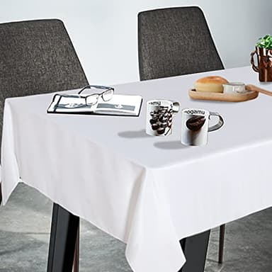 Fitable Rectangle Tablecloth Stain and Wrinkle Resistant Washable Polyester Table Cloth for Buffet Parties and Camping (60x84 inch, White) - Image 2
