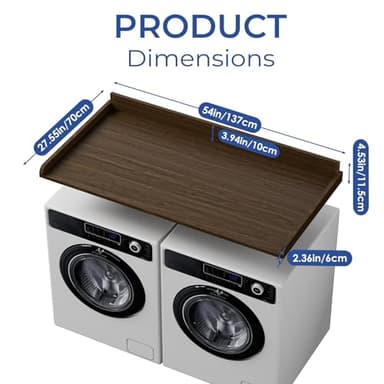 COOLBEBE Washer Dryer Countertop, Wood Washer Dryer Topper with Edge, 54" W x 27.5" D Washer and Dryer Covers for The Top for Laundry Room Organization, Walnut - Image 3