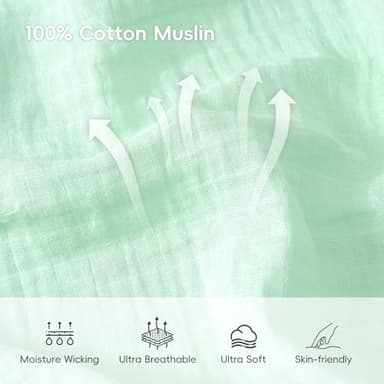 david's kids 4 Pack Baby Muslin Swaddle Blankets 47" x 47", 100% Cotton Swaddling Blankets Wrap for Boys Girls, Ultra Soft Breathable Receiving Blanket, New Born Essentials, Green&Grey&Blue&Beige - Image 4