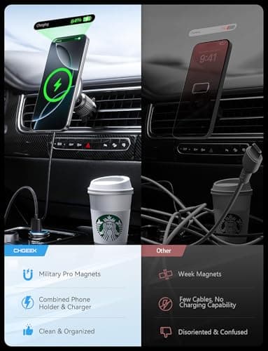 UPTOHIGH for Magsafe Car Mount Charger, 15W Fast Charging LED Magnetic Wireless Car Charger, Air Vent Phone Holders for Your Car for Magsafe Car Phone Holder for iPhone 15/14/13/12 Fast Charging - Image 2