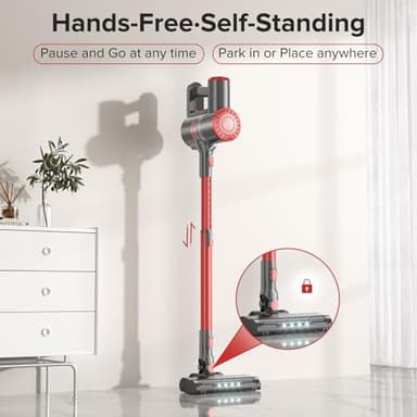 HOUSBRUSH Cordless Vacuum Cleaner with Self-Standing, Powerful Stick Vacuum Cleaners for Home, 8-in-1 Lightweight Rechargeable Vacuum, 7-Layer Filtration,Ideal for Carpet, Pet Hair, Hardwood Floors - Image 2
