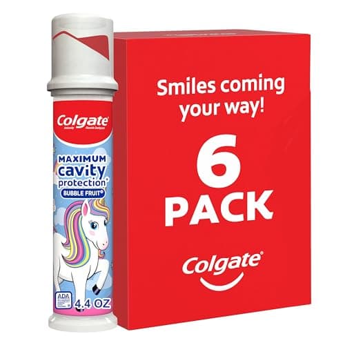 Colgate Kids Unicorn Toothpaste Pump with Fluoride for Cavity Protection, Ages 6+, ADA Accepted, Bubble Fruit, 4.4 Ounce, 6 Pack - Image 1
