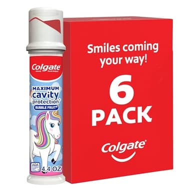 Colgate Kids Unicorn Toothpaste Pump with Fluoride for Cavity Protection, Ages 6+, ADA Accepted, Bubble Fruit, 4.4 Ounce, 6 Pack - Image 1