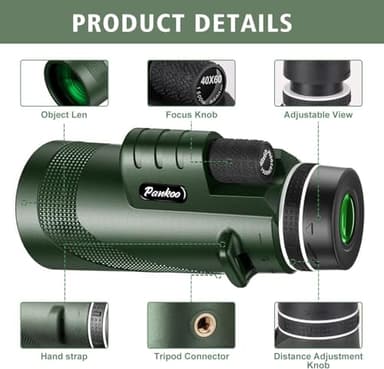 40X60 Monocular Telescope with Smartphone Holder& Tripod, High Power Nitrogen-Filled Monocular for Adults with BAK4 Prism & FMC Lens, HD Monocular Scope for Birdwatching Hiking Concert Travelling - Image 4