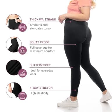 SATINA High Waisted Leggings for Women - Full Length Yoga Pants in One or Plus Size - Buttery Soft Fabric with Tummy Control, Gym Workout Black Leggings - Comfortable for Casual, Dressy or Sporty Wear - Image 4