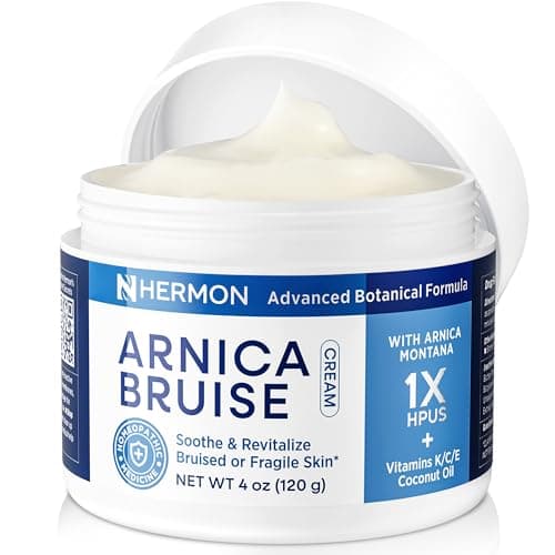 Hermon Arnica Bruise Cream Extra Strength: Fast-Acting for Bruising & Swelling on Thin Skin - High Strength Arnica Montana with Vitamins K, C & E–Hydrating Moisturizer for Face (4 oz(pack of 1)) - Image 1