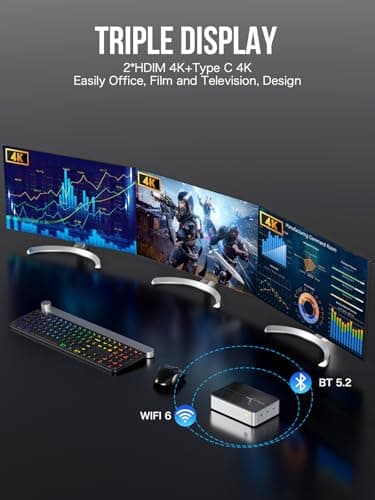 GMKtec G9 Plus Mini PC NAS, Intel N150 Dual Boot 11 Pro Linux Desktop Computer 12GB DDR5 64GB EMMC + 1TB M.2 SSD, 4*M.2 NVMe Slots, Dual NIC 2.5GbE, USB-C 10Gbps, Network Attached Storage - Image 3
