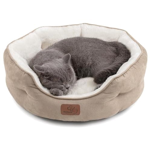Bedsure Dog Beds for Small Dogs - Round Cat Beds for Indoor Cats, Washable Pet Bed for Puppy and Kitten with Slip-Resistant Bottom, 20 Inches, Camel - Image 1