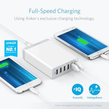 Anker Charger, 60W 6 Port USB Charging Station, PowerPort 6 Multi USB Charger for iPhone 14/13 Series, iPad Pro/Air/Mini, Galaxy S23/S22/S21, Note 20 Ultra, LG, HTC, and More - Image 3