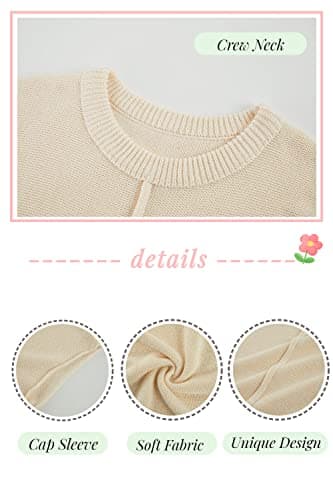 Saodimallsu Summer Tops for Women 2023 Casual Cap Sleeve Lightweight Knitted Loose Sweater Pullover Top Black - Image 4