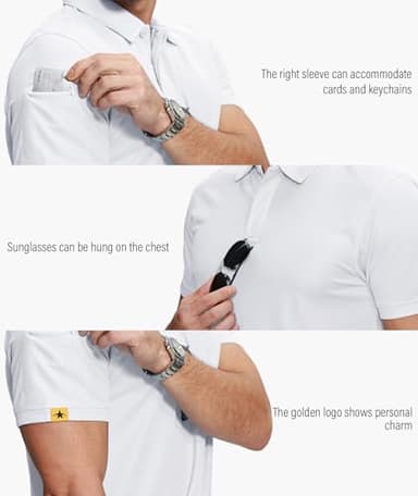 ZITY 5 Pack Mens Polo Shirt Short Sleeve Sports Golf Tennis T-Shirt Moisture-Wicking Summer Shirts White M - Image 2