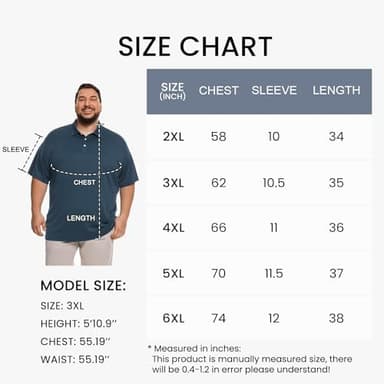 Big and Tall Mens Polo Shirt Moisture Wicking Sport Golf Shirts 2XL-6XL - Image 4