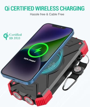 BLAVOR Solar Charger Power Bank 10,000mAh, Portable Wireless Charger, 20W Fast Charging External Battery Pack with USB C for Cell Phones, Solar Panel Charger with Dual Flashlight for Camping - Image 2