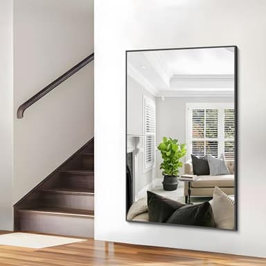 COFENY 40x60inch Black Bathroom Mirror, Black Rectangle Mirror with Frame, Large Rectangular Wall Mirrors for Bathroom, Living Room, Hair Salon, Big Farmhouse Mirror Hang Horizontal/Vertical - Image 7