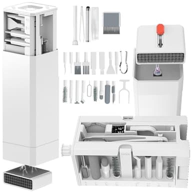 Cell Phone Cleaning Kit, iPhone Cleaning Kit for Charging Port Cleaner Keyboard Cleaning Kit for Airpods/Android/USB C/Earbuds/Laptop/iPad/Camera Lens with Stylus Pen, SIM Tool, Screen Brush (White) - Image 1