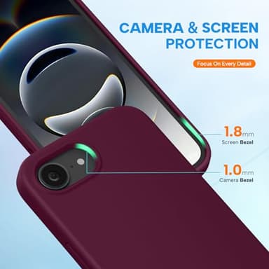 Miracase Compatible with iPhone 16e Case, [Soft Anti-Scratch Microfiber Lining], Liquid Silicone Case Gel Rubber Shockproof Drop Protection Phone Case for iPhone 16e, Wine Red - Image 5