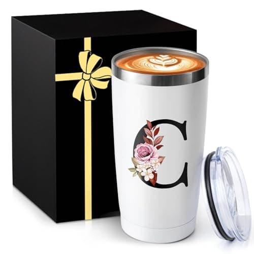 20 Oz Initial Insulated Coffee Cup with Lid Car Tumbler Travel Mug Girlfriend Gf Future Mrs Her Women Boyfriend 1 Year Anniversary Cute Romantic Christmas Xmas First Valentines I Love You More Gifts - Image 1