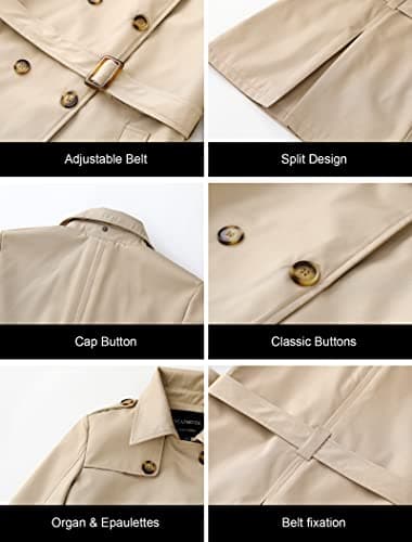 CREATMO US Women's Trench Coats Casual Double Breasted Spring Fall Long Trench Coat with Belt Khaki M - Image 6