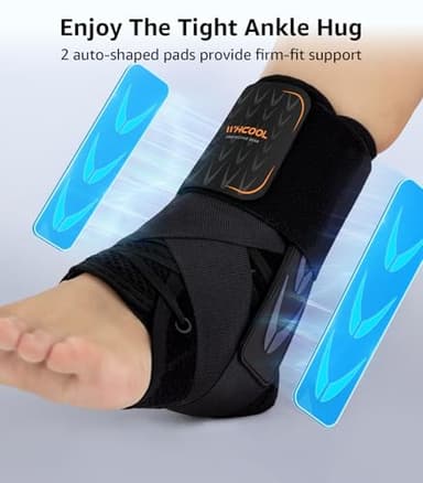 WHCOOL Slim-Fit Ankle Brace for Sprained Ankle, Quick Lace Up Ankle Support for Women Men With 2 Auto-Shaped Pads, Air Fabric Cool Ankle Stabilizer for Injury Recover, Running,Sports, M(12”-13”) - Image 2