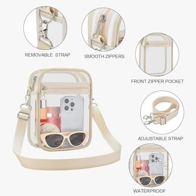 USPECLARE Clear Purse Stadium Transparent Messenger Bag Stadium Approved for Men and Women Clear CrossBody Bag - Image 4