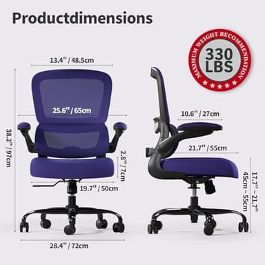 Office Chair - Ergonomic Desk Chair with Adjustable Lumbar Support, Mesh Computer Chair, Executive Chair for Home Office Comfortable Lumbar Support (Violet) - Image 2