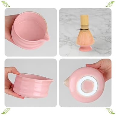 Marce Matcha Whisk Set- Matcha Set includes Matcha Whisk and Bowl with Spout, Sifter, Holder and Scoop- The Perfect Bamboo Whisk for Matcha Tea (Pink) - Image 5