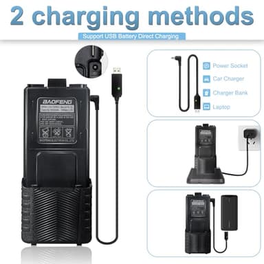 Baofeng UV-5R Ham Handheld Radio, 3800mAh Baateeries 8 Watt with TIDRADIO Wireless Programmer Long Range Two Way Radios Walkie Talkies Dual Band USB Rechargerable 3800mAh Battery Earpiece 2 Pack - Image 2